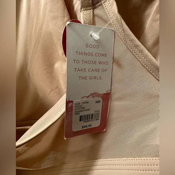 Cacique Bra CoolBliss Beige Unlined No-Wire Nylon/ Spandex Size 50D New With Tag - Picture 5 of 10